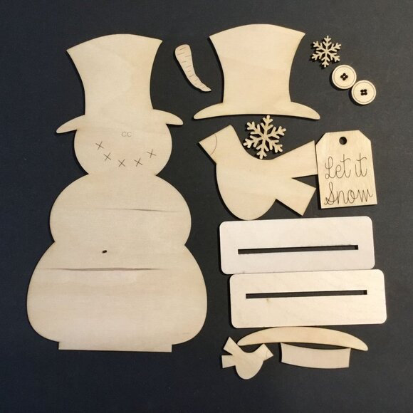 Standing Snowman Shelf Sitter - Unpainted DIY Paint Kit - Picture 2 of 4